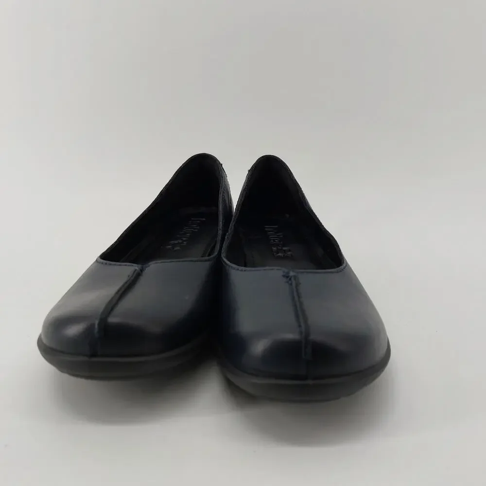 Hotter Womens Size 8 Robyn Leather Navy Blue Womens Slip On Loafers